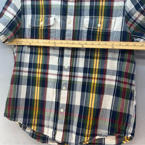 Lucky Brand Men’s XL Seersucker Yellow Red Blue Men’s button down short sleeve - Picture 8 of 9